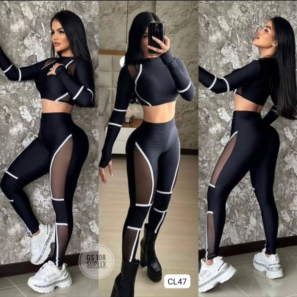 Black Mesh Panel Leggings